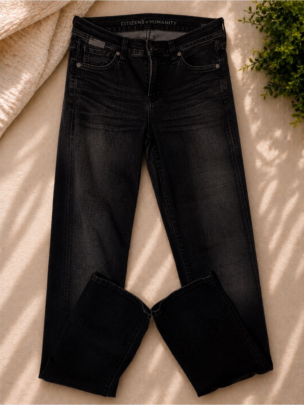 Citizens Of Humanity Black Ava Low-Rise Straight-Leg Jeans - Size 27